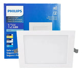 Plafon Quadrado Embutir 12w Philips Branco Quente 3000K